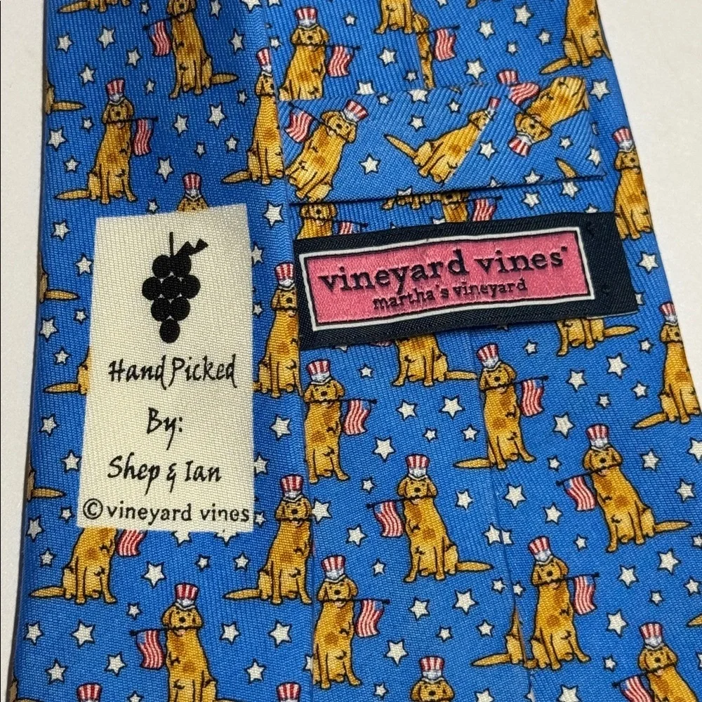 Vineyard Vines Boys' 100% Silk Patriotic Goldendoodle Tie 4th Formalwear USA